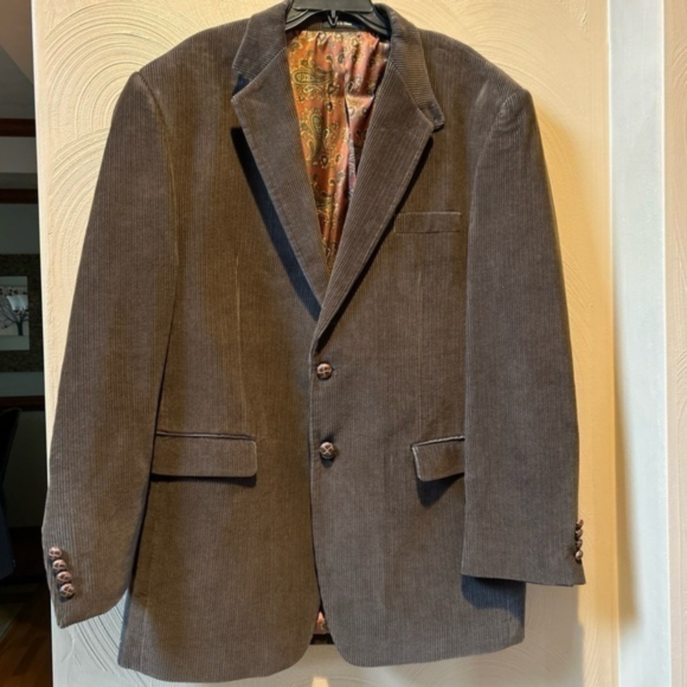 Ralph Lauren Single Breasted Suit Blazer Jacket Brown Corduroy Men’s Size 46L